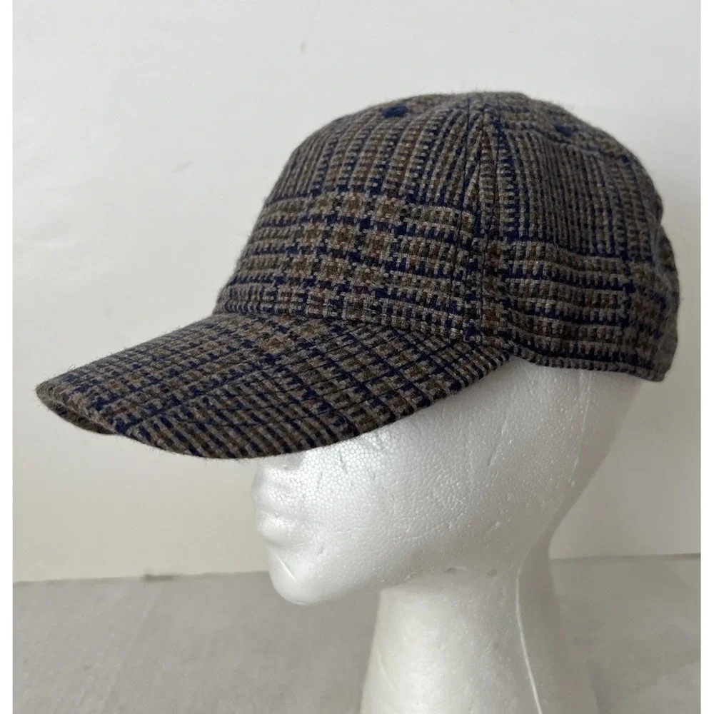 NEW Madewell Plaid TWEED knit Baseball Cap Wool Blend Brown Ralph Lauren Style